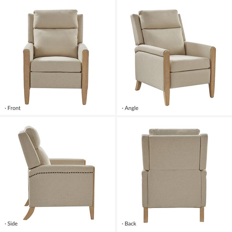 Suares Transitional Nailhead Manual Recliner with Solid Wood Legs by HULALA HOME