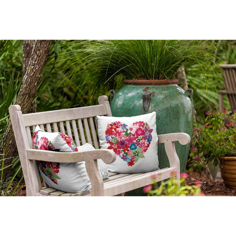 Flowery Heart Decorative Throw Pillow
