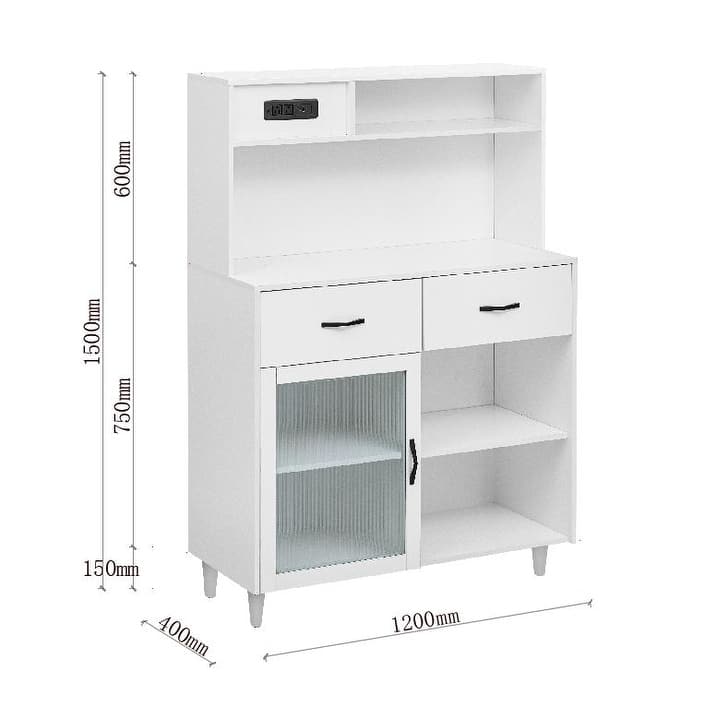 Roomfitters Versatile Storage Sideboard Cabinet, Dining Room & Kitchen Organizer, Cream White