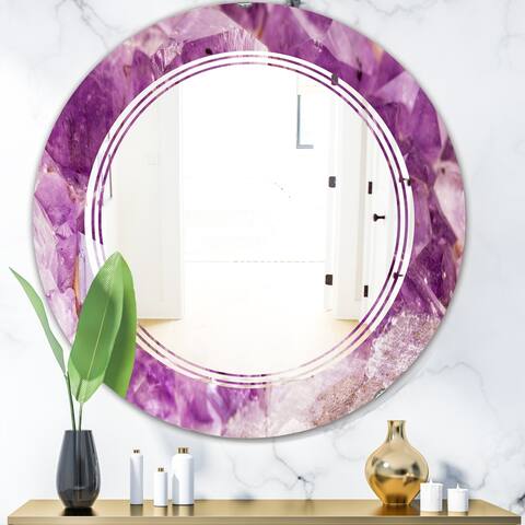 Designart 'Purple Amethyst Macro' Modern Round or Oval Wall Mirror - Triple C