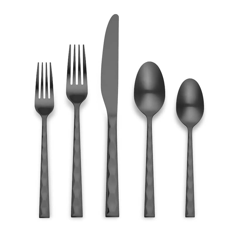 Ornative Rooney 18/0 Stainless Steel 20 Pieces Flatware Set - 10.63" H x 6.69" W x 2.76" D - Matte-Black
