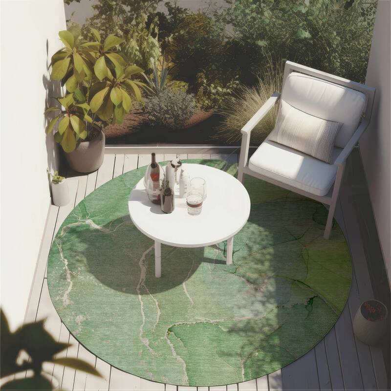 Allus Artistic Abstract Weather Resistant Classic Meets Modern Outdoor Rug