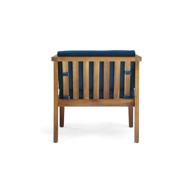 Newbury Outdoor Acacia Wood Club Chairs with Cushions (Set of 2) by Christopher Knight Home