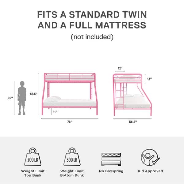 dimension image slide 2 of 4, Avenue Greene Casey Twin over Full Metal Bunk Bed