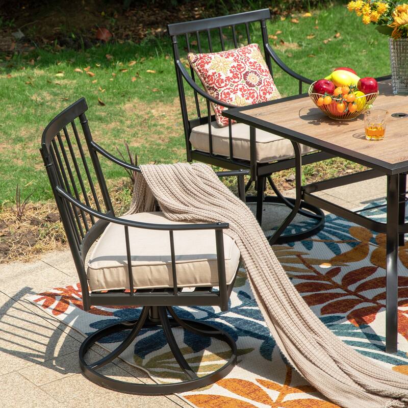 MAISON ARTS Outdoor 5-Piece Dining Set Wood-look Square Table & 4 Dining Chairs