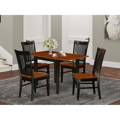 5-Piece Black and Cherry Finish Solid Wood Top - Dining Room Set - Seats 4