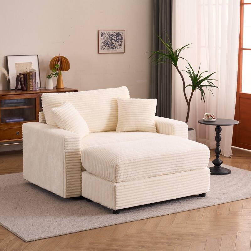 56.30" Single Sofa Chair, Independent Ottoman