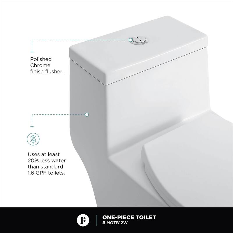 Fine Fixtures Modern Dual Flush Elongated One-Piece Toilet (Seat Included)