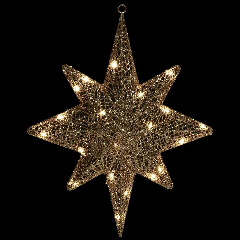 22" LED Lighted Gold Hanging Bethlehem Star Outdoor Christmas Decoration