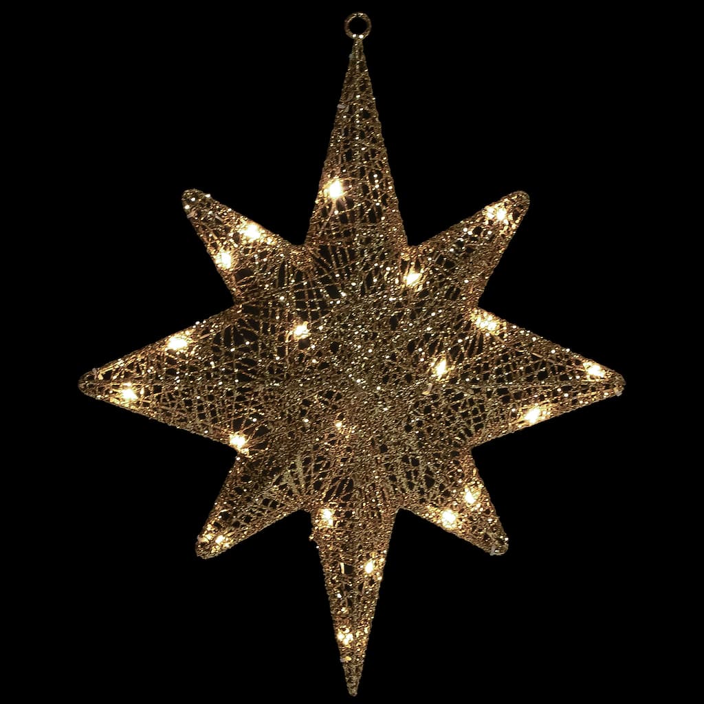22" LED Lighted Gold Hanging Bethlehem Star Outdoor Christmas Decoration