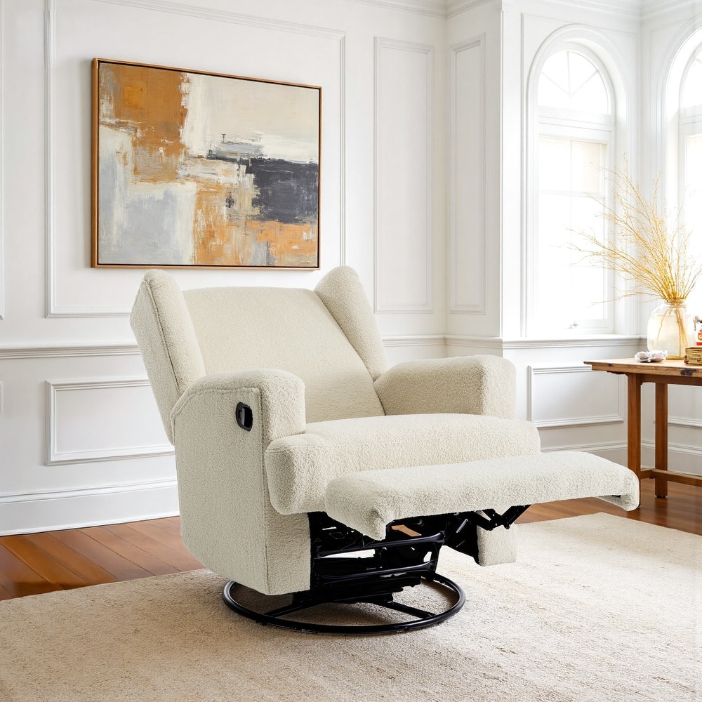 31'' W Wingback Manual Glider Swivel Rocker Recliner Nursery Chair