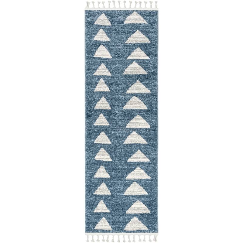 Well Woven Kennedy Triangles Modern Geometric Pattern Area Rug - Blue - 2' 3" x 7' 3" - Runner