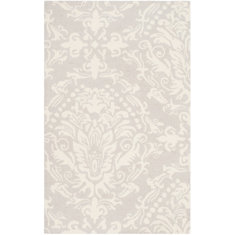 SAFAVIEH Handmade Blossom Ambroisine Modern Floral Wool Rug - 2' x 3' - Light Grey/Ivory