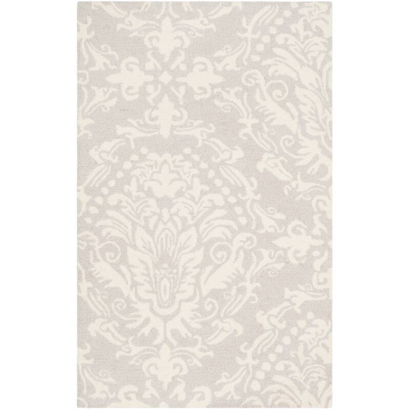 SAFAVIEH Handmade Blossom Lollie Modern Floral Wool Rug - 2'6" x 4' - Light Grey/Ivory
