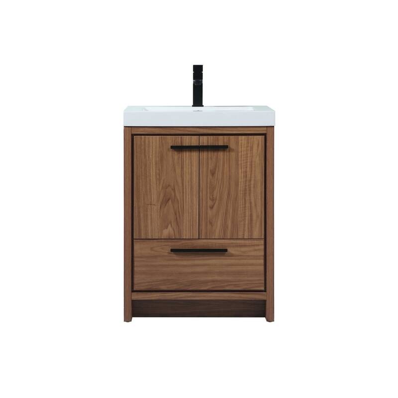 Elegant Lighting VF46024 Wyatt 24" Free Standing Single Basin Vanity - Walnut Brown - Walnut Finish