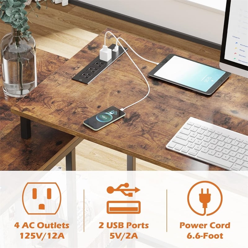 L Shaped Desk with Power Outlets