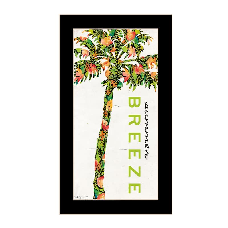 TrendyDecor4U Contemporary "Summer Breeze - Palm Tree" Framed Print Wall Art - Black