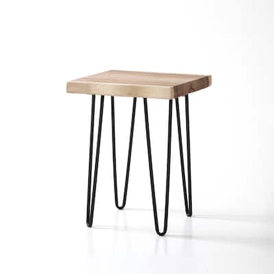 Greenage Suar Wood End Table Solid Wood with Hairpin Table Legs