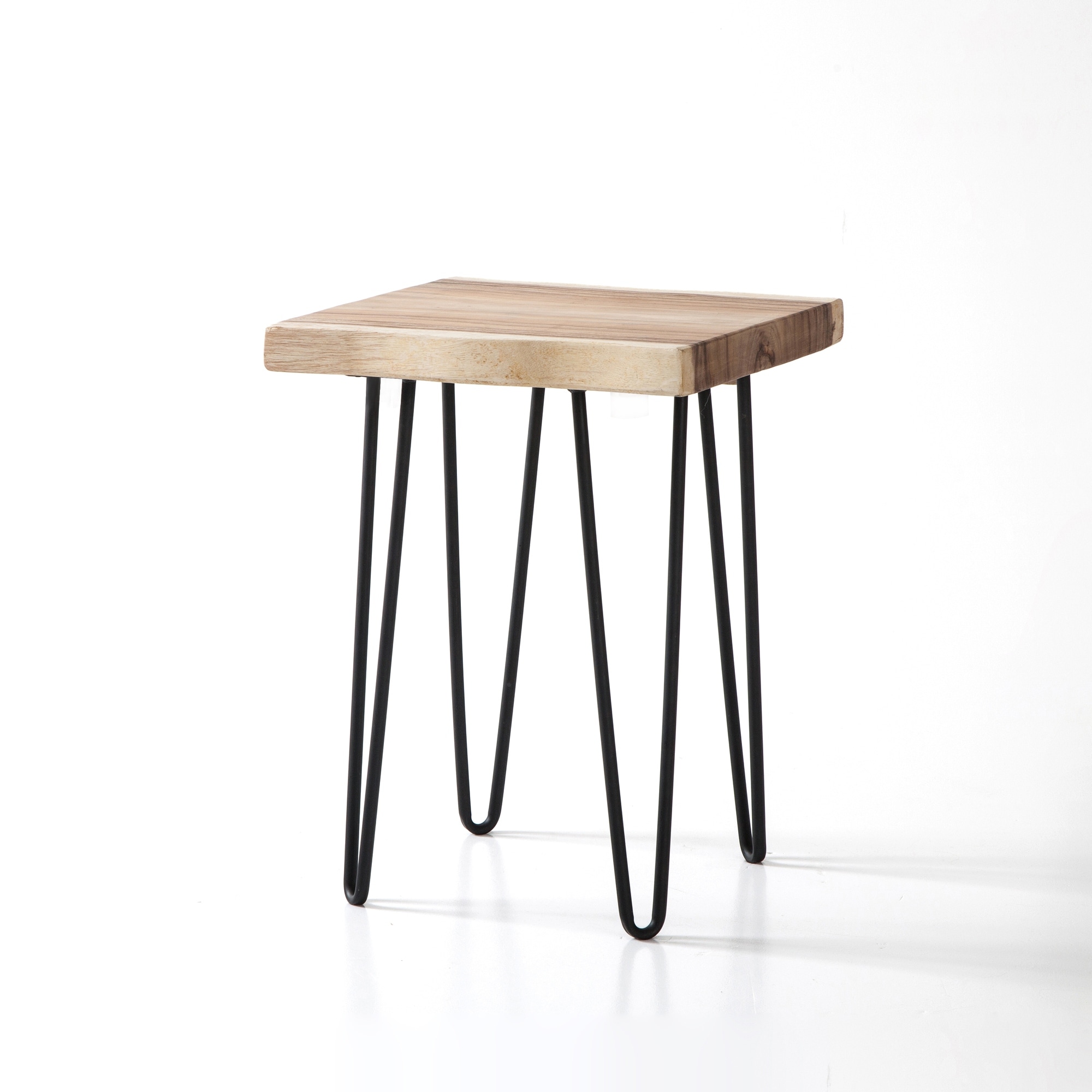 Greenage Suar Wood End Table Solid Wood with Hairpin Table Legs