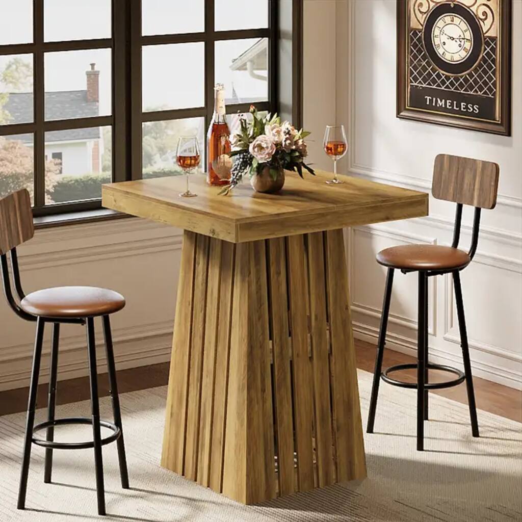 37.8 Inches Square Bar Table, Counter Height Pub Table for Home, Kitchen, Living Room - 31.5" L x 31.5" W x 37.8" H