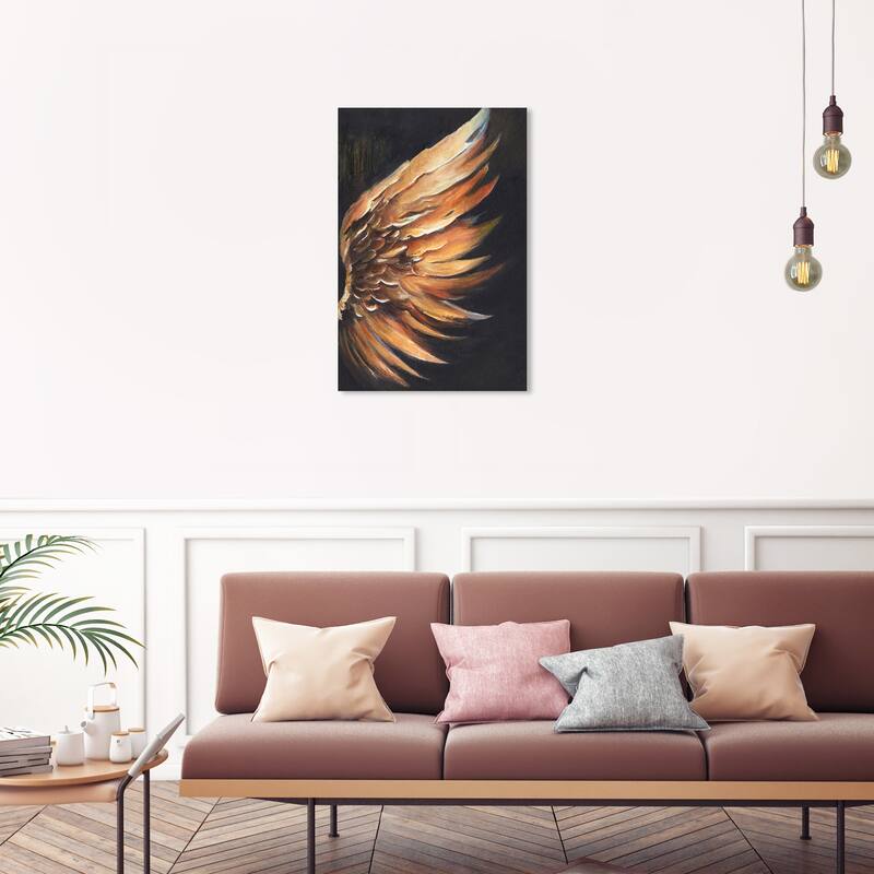 Wynwood Studio Canvas Fashion and Glam Ancient Wings II Brown and Traditional Wall Art Canvas Print - 30 x 20