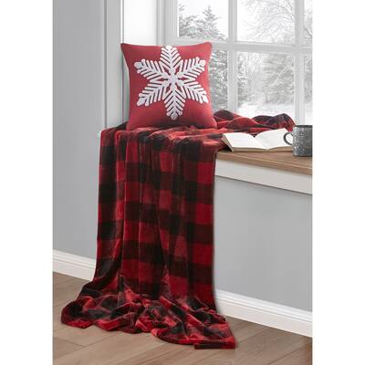 Merry Buffalo Plaid Microplush Throw and Décor Pillow Set