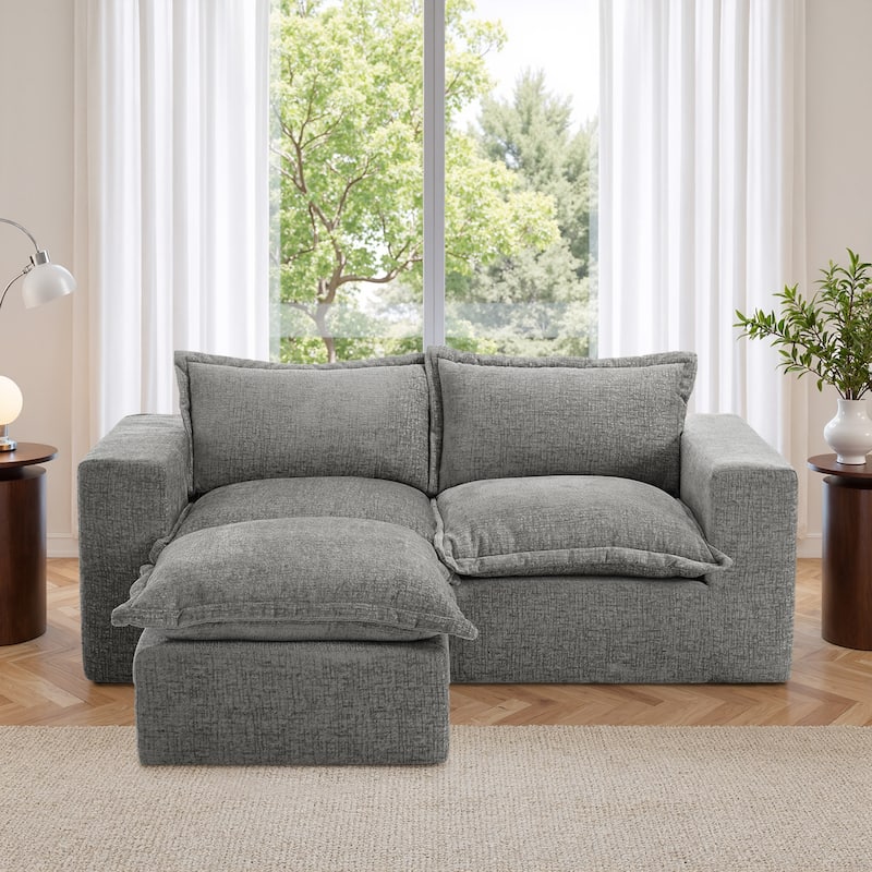 Chenille No Assembly Modular Sectional Sofa Cloud Couch with Ottoman