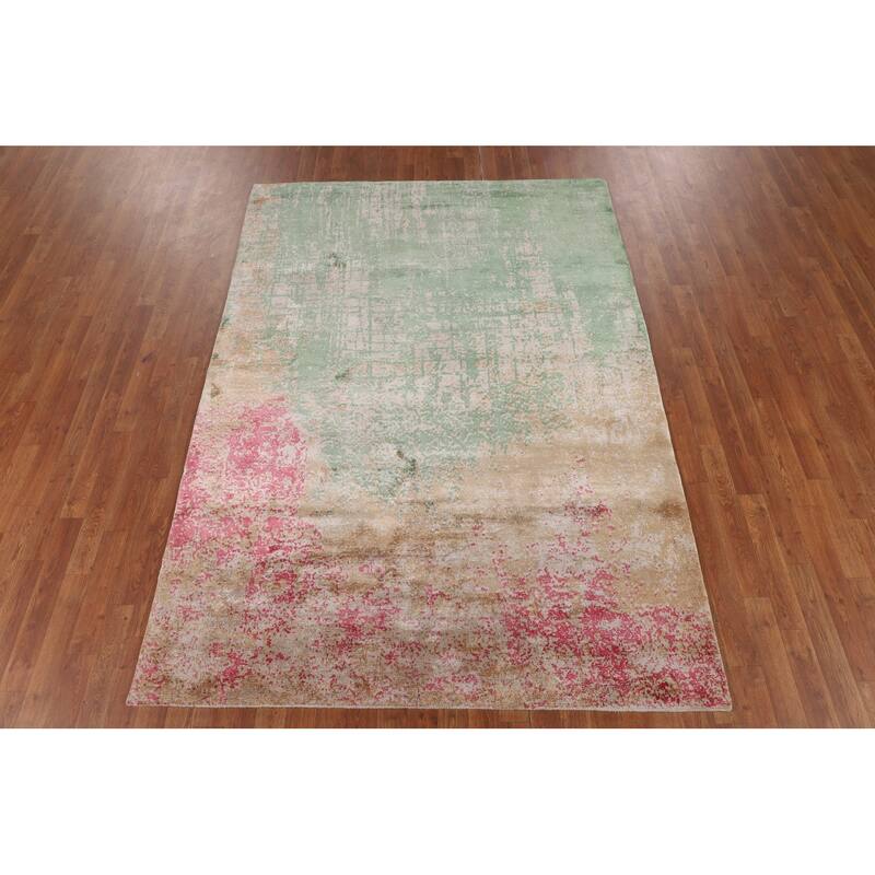 Contemporary Abstract Indian Area Rug Handmade Wool Carpet - 5'7"x 7'10"