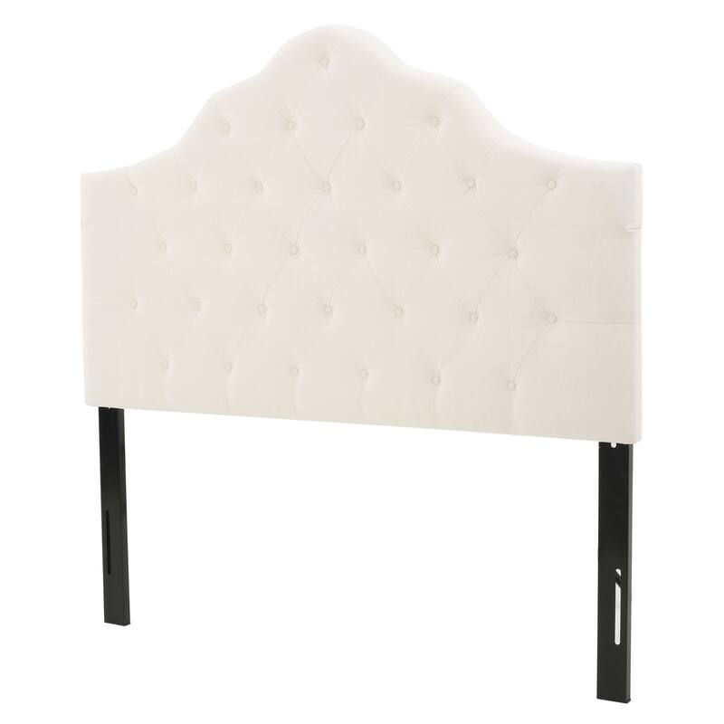 Tufted Upholstered Headboard Queen Size, Solid Wood Head Board with Durable Metal Legs
