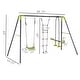 preview thumbnail 1 of 3, 3 in 1 Metal Swing Set Climbing Ladder, Heavy Duty Metal Frame Kids - Swing Set - Grey