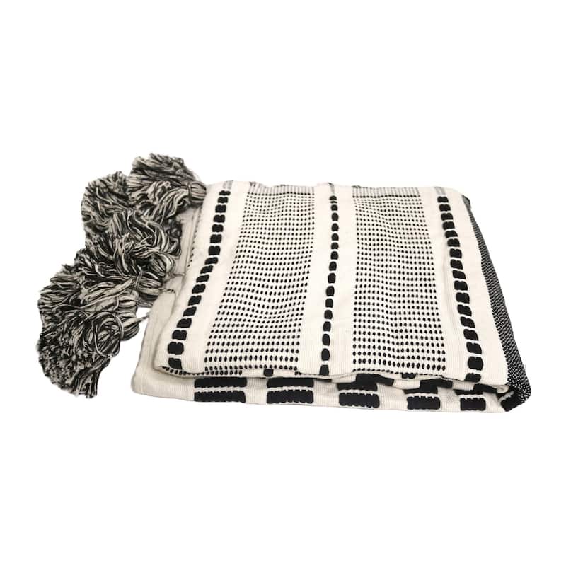 Home&Manor Handcrafted Wool & Cotton Throw Blanket