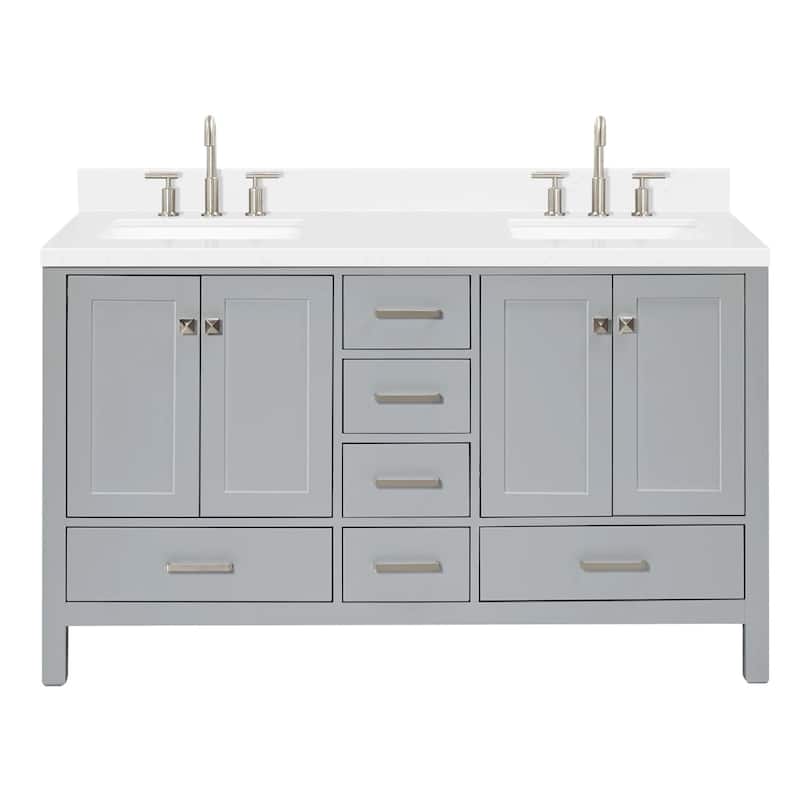 Ariel A060DCQRVO Cambridge 60" Free Standing Double Basin Vanity Set
