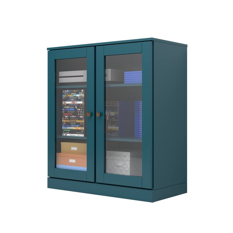 Palace Imports 100% Solid Wood TV Stand with Clear Glass Doors for TVs up to 32"