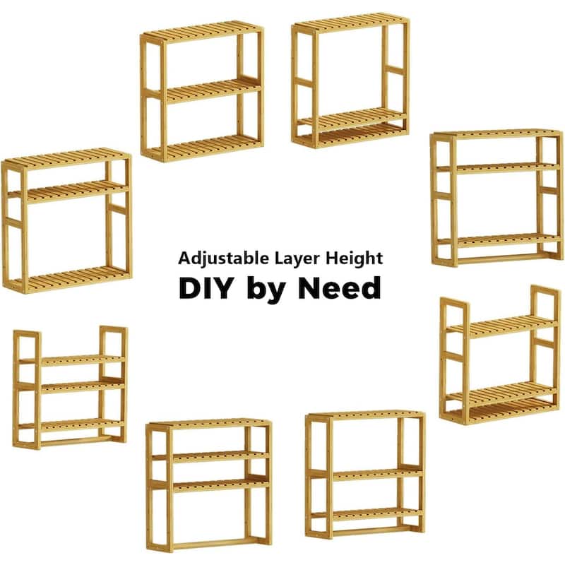 Bamboo Floating Shelves Bathroom Storage 3-Tier