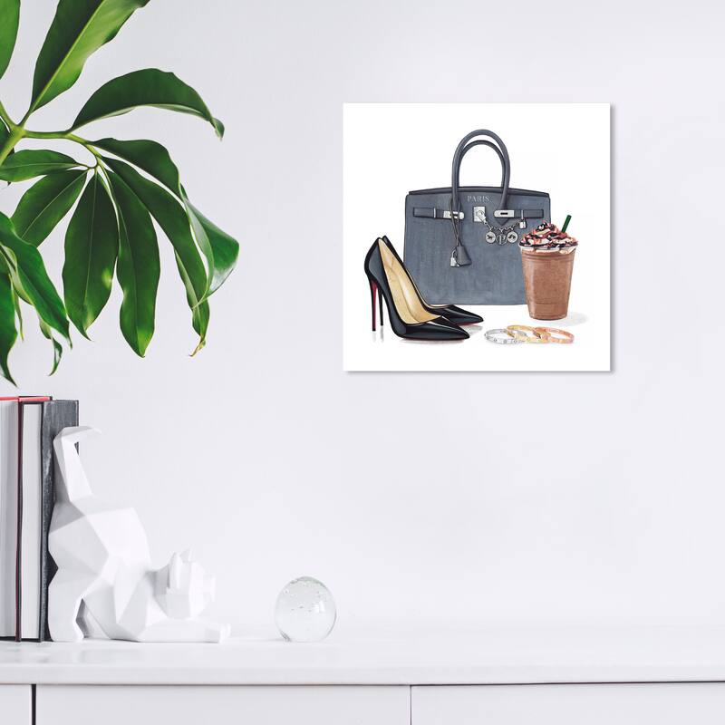 Wynwood Studio Fashion and Glam Morning Necessities White and Modern & Contemporary Wall Art Canvas Print - 12 x 12