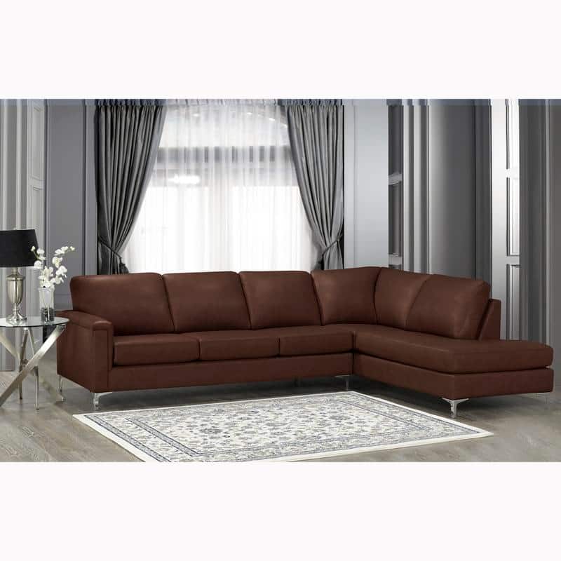 Malibu L-shaped Top-grain Leather Sectional Sofa - 122.5 x 85 x 36.5 x 35