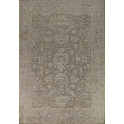 Vegetable Dye Oushak Turkish Area Rug Hand-Knotted Bedroom Wool Carpet - 9'1" x 12'0"