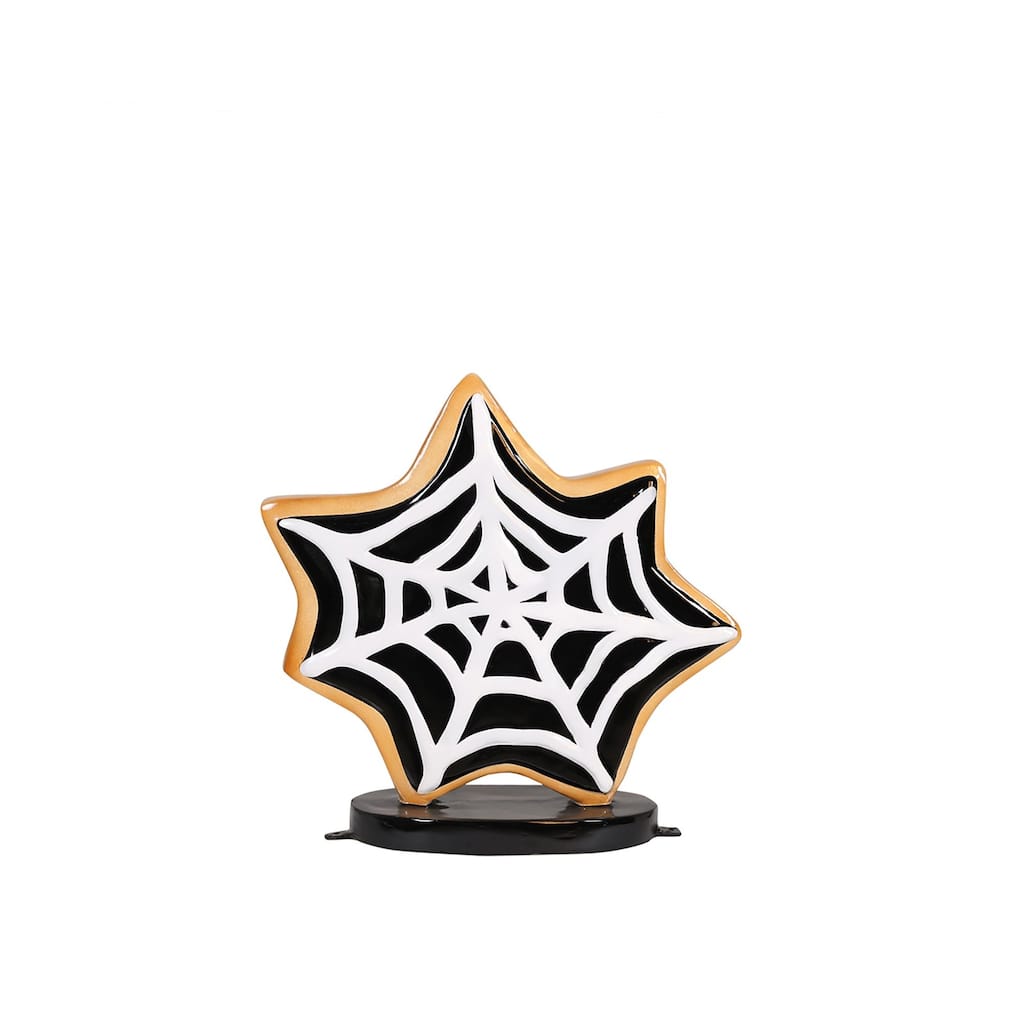 Spider Web Cookie Outdoor Halloween Decoration with Stand - 25"