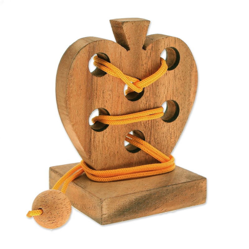 Novica Handmade Apple Embrace Wood Disentanglement Puzzle Game