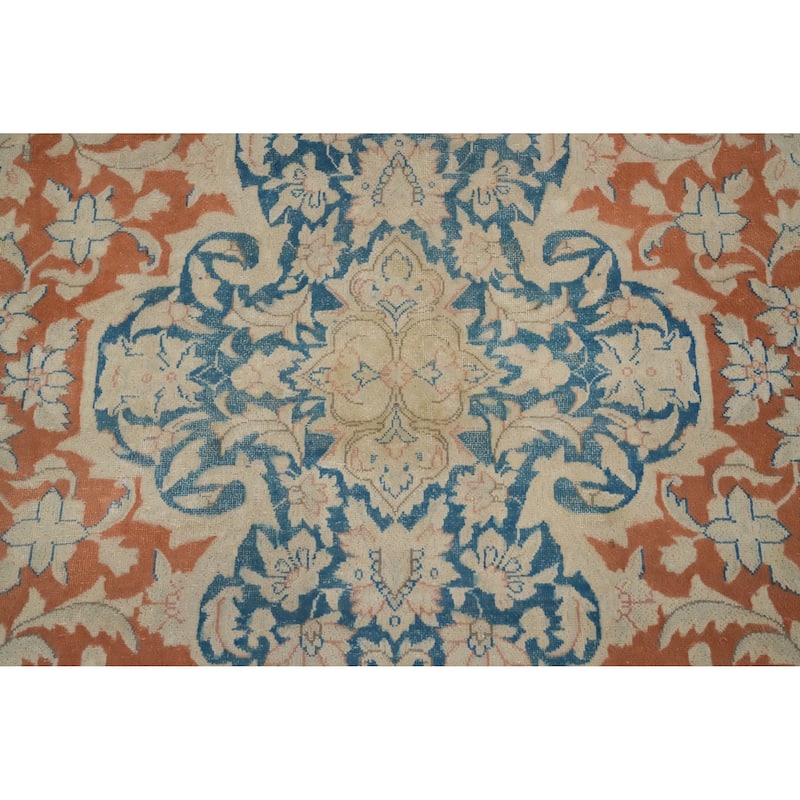 Hand Knotted Oriental 100% Wool Carpet Traditional Floral Oranges & Rust Kerman Area Rug - 13' 3'' X 10' 1''