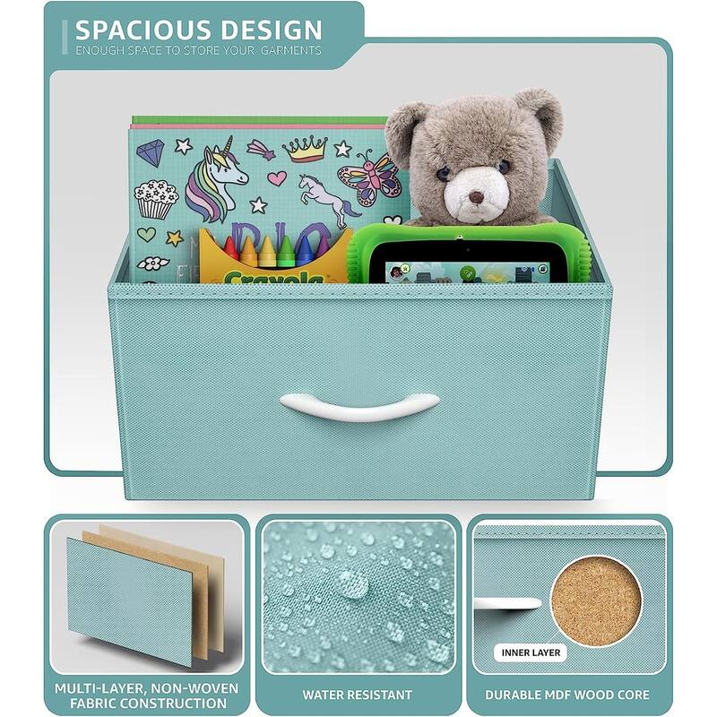 Sorbus Kids Dresser with 8 Drawers - Furniture Storage Chest Tower Unit - Steel Frame, Wood Top, Tie-dye Fabric Bins (Pastel 1)
