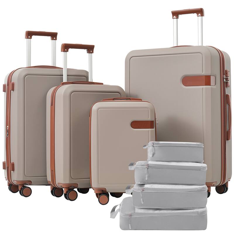 TSA-Approved Spinner Luggage Set with Packing Cubes - Expandable, Durable ABS Material, 16", 20", 24", 28" Travel Suitcases