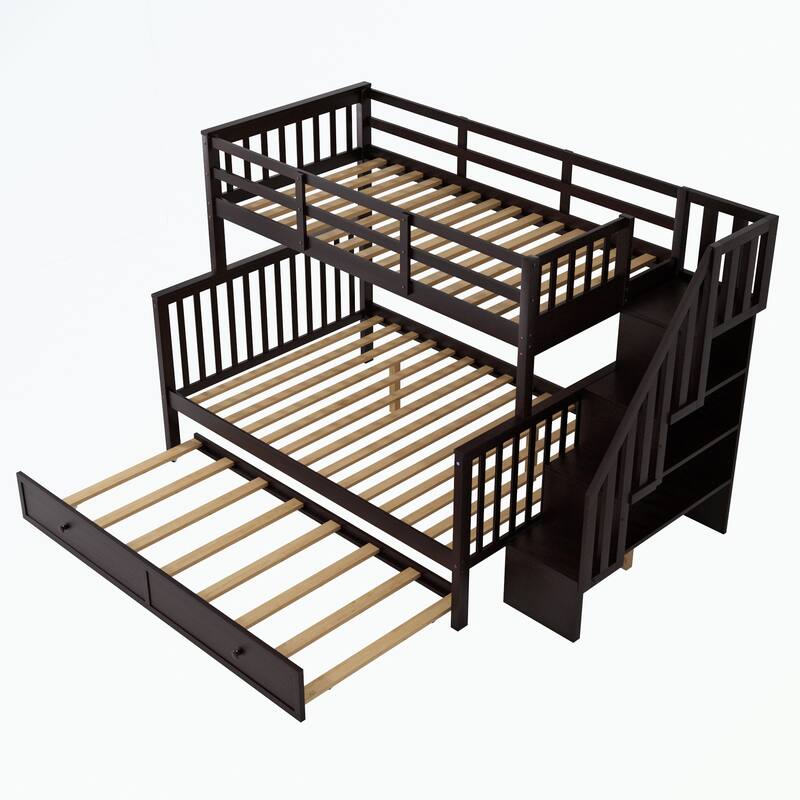 Stairway Twin-Over-Full Bunk Bed with Twin size Trundle