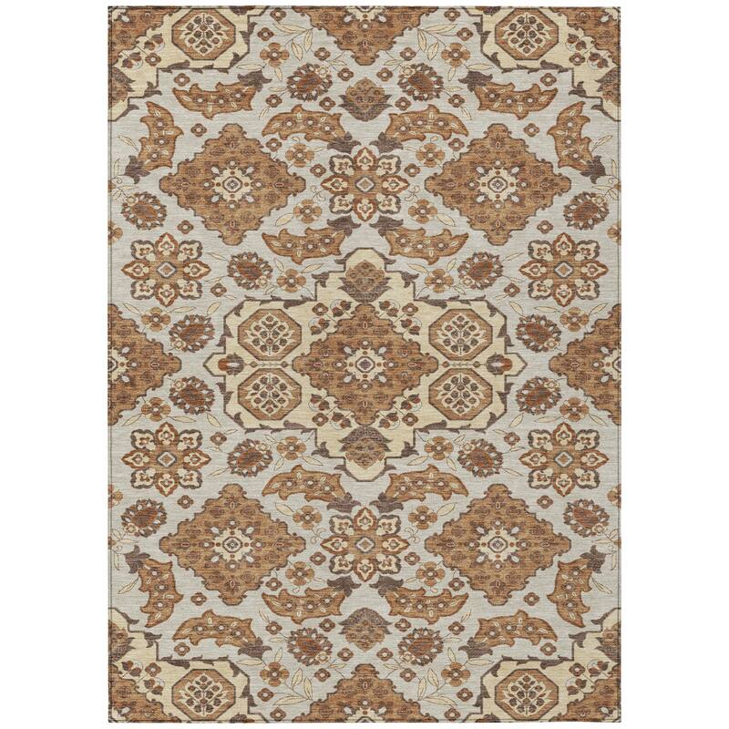 HomeRoots Medallion Traditional Rectangle Outdoor Rug