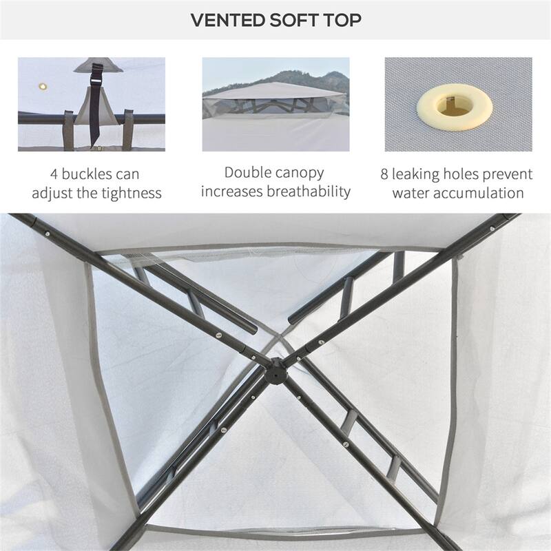 Outsunny 9.6'x9.6' Patio Gazebo, Outdoor Canopy Shelter w/2-Tier Roof