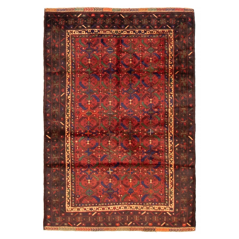 Teimani Red Rug 3'9" x 6'0" - 3'9 x 6'0 - Red - 3'9 x 6'0