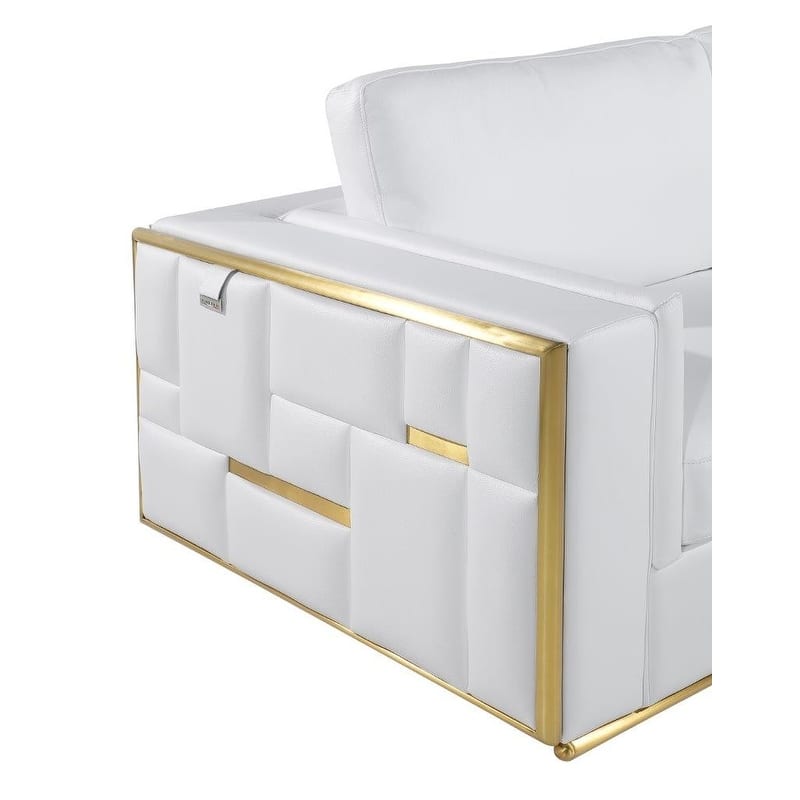 HomeRoots 89" White Italian Leather Sofa With Silver Legs - 89