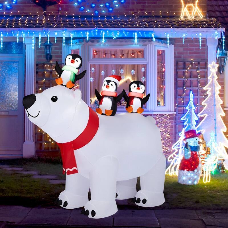 5FT Lighted Polar Bear and Penguis Christmas Inflatable Decoration