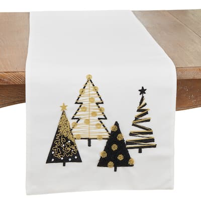 Festive Charm Christmas Trees Table Runner - 16"x70"