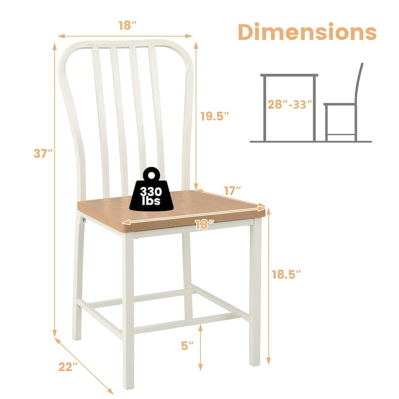 Gymax Dining Chair Set of 4 Armless Spindle Back Kitchen Chairs w/